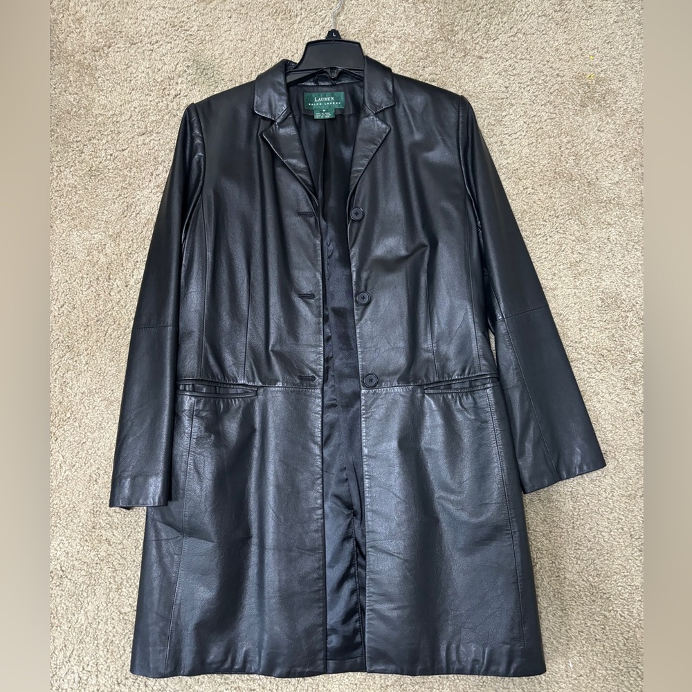 Ralph Lauren black leather trenchcoat